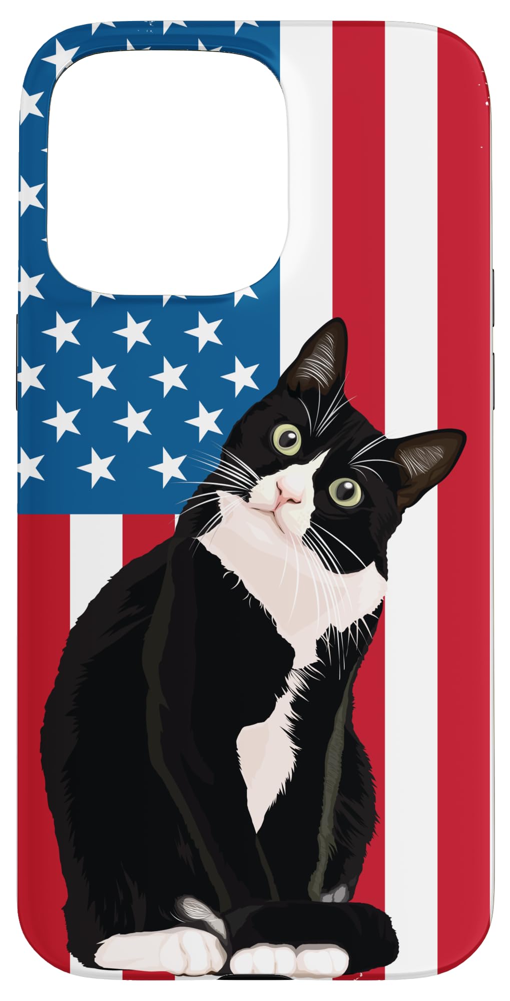 iPhone 15 Pro Max Tuxedo Cat 4th of July Patriotic Gift USA Flag Adults Kids Case