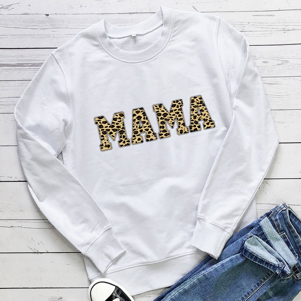 Leopard Print Casual Sweatshirt for Mother's Day