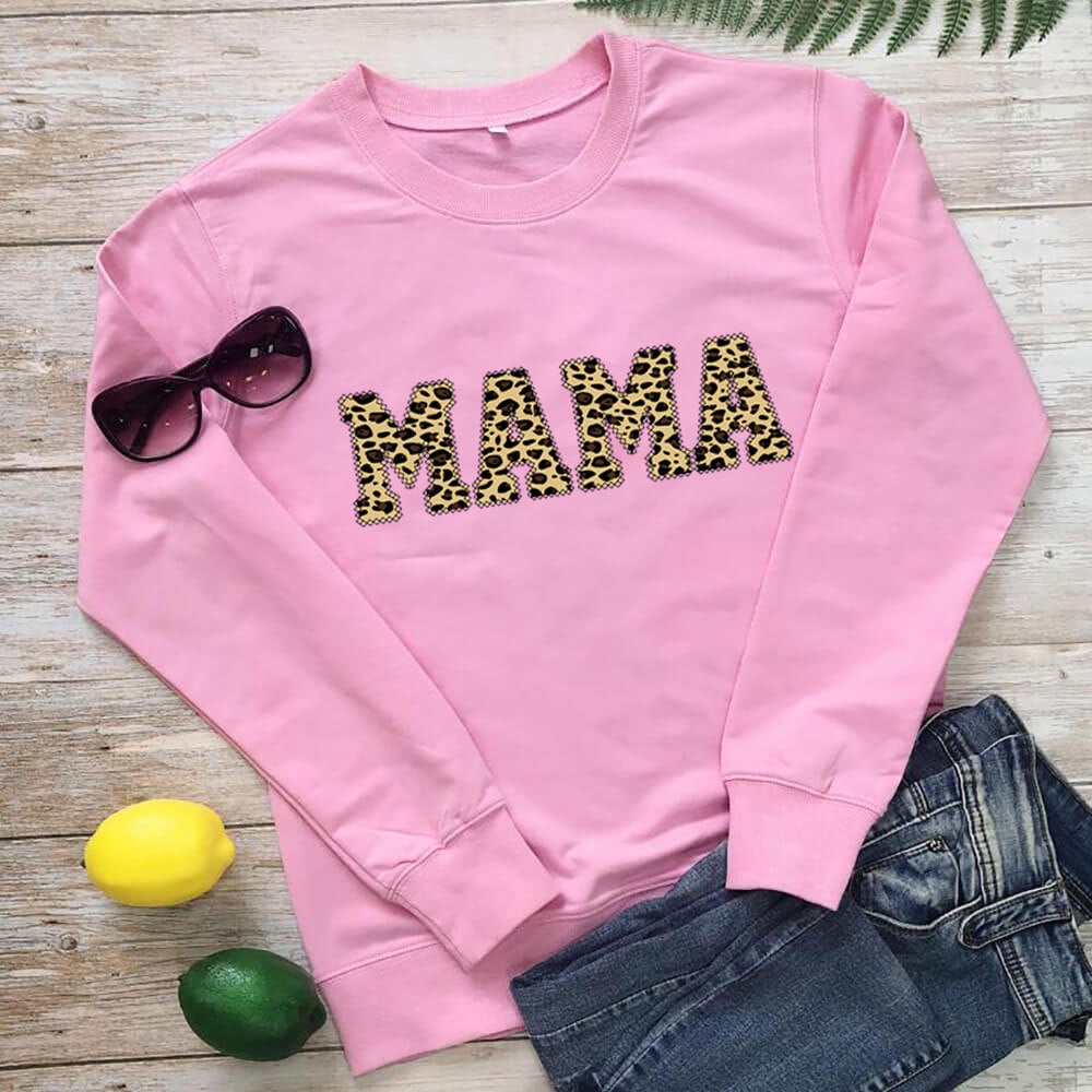 Leopard Print Casual Sweatshirt for Mother's Day