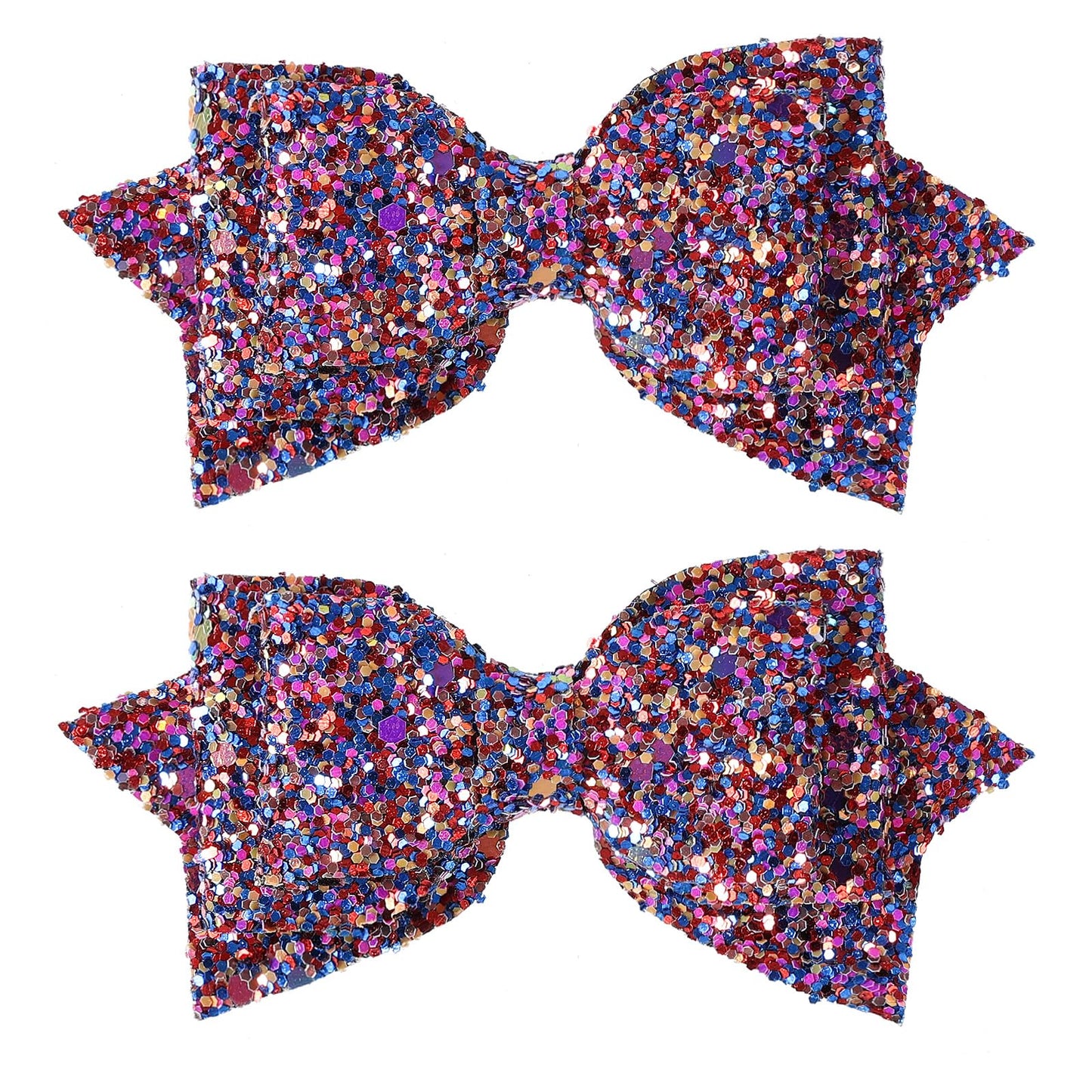 Cute 4" Sparkly Glitter Red Hair Bows for Girls Boutique Alligator Clips Hair Barrettes Glittery Sequin Cheer PinsTeens Toddler School Kids July Forth Xmas Valentines Gift