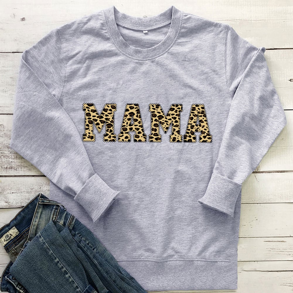 Leopard Print Casual Sweatshirt for Mother's Day