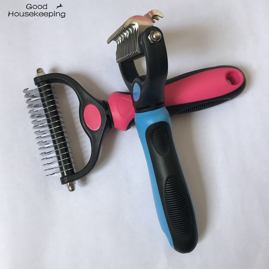 2 in 1 Pet Dematting Tool | Remove Knots, Tangles, and Shedding Fur Fast