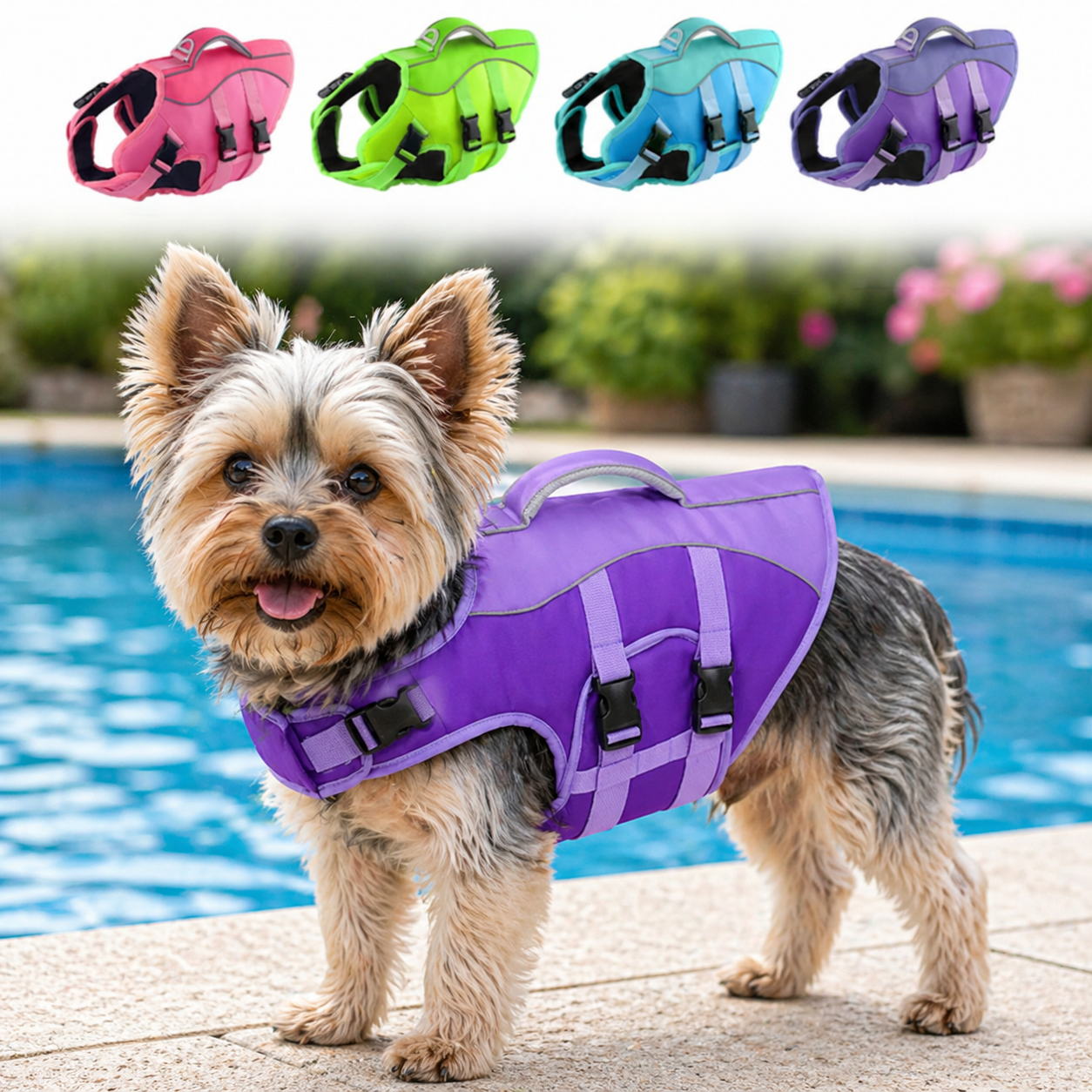 Dog Life Jacket with Handle | Reflective Swim Vest for Small Dogs