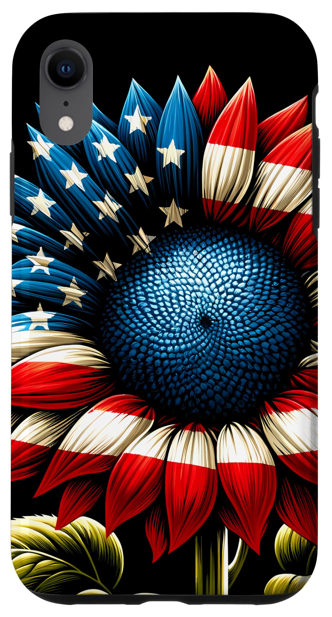 iPhone XR America Sunflower Flag 4th July American Patriotic Flower Case