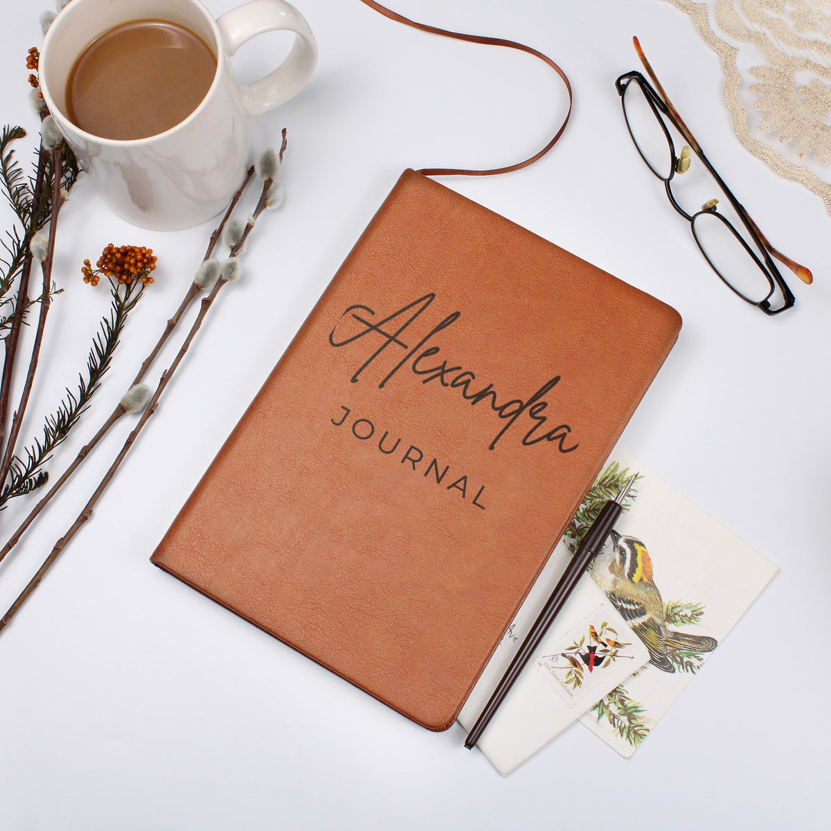 Personalized Engraved Leather Journal – Custom Name Notebook