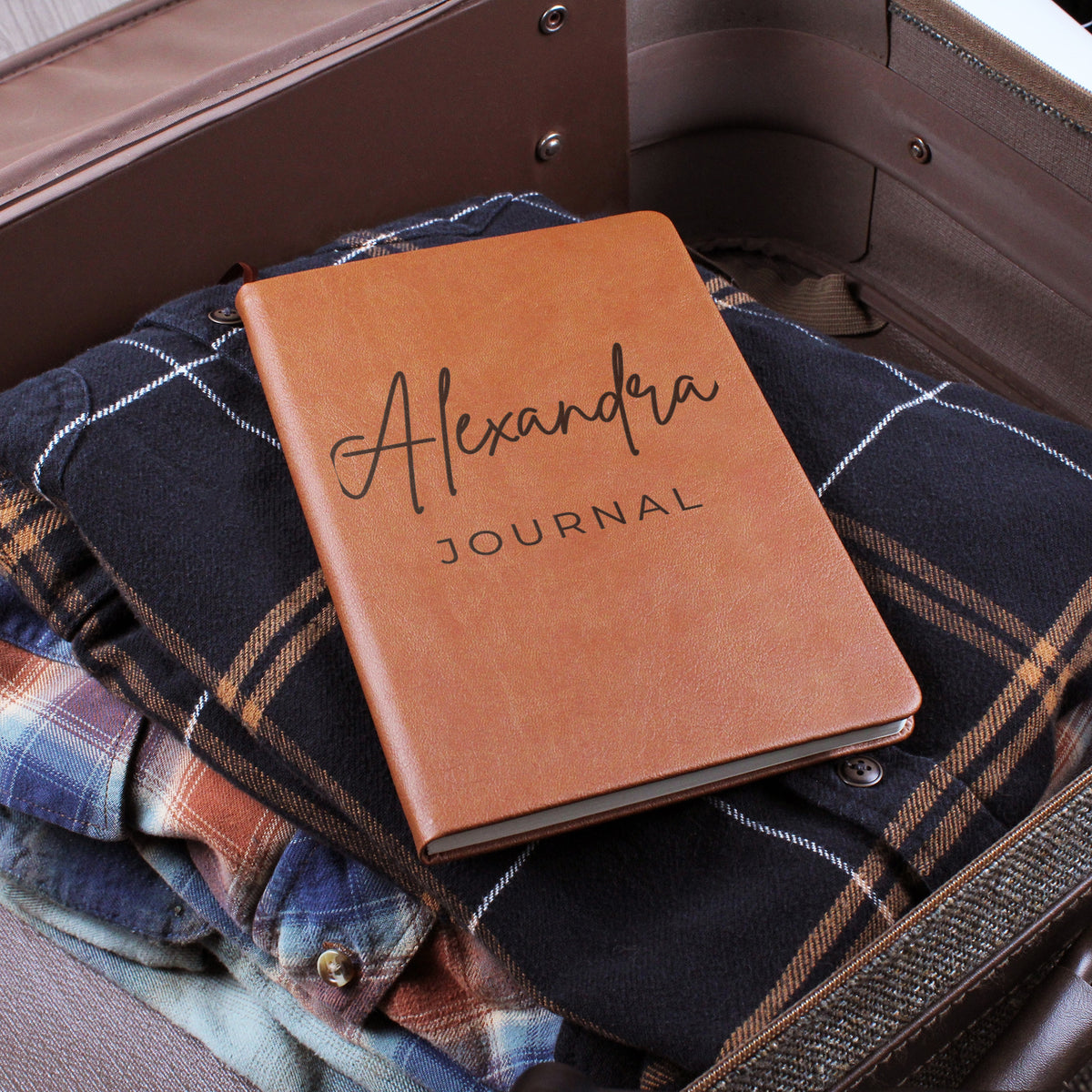 Personalized Engraved Leather Journal – Custom Name Notebook