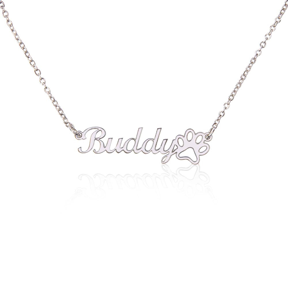Personalized Paw Print Name Necklace | Custom Pet Lover Gift
