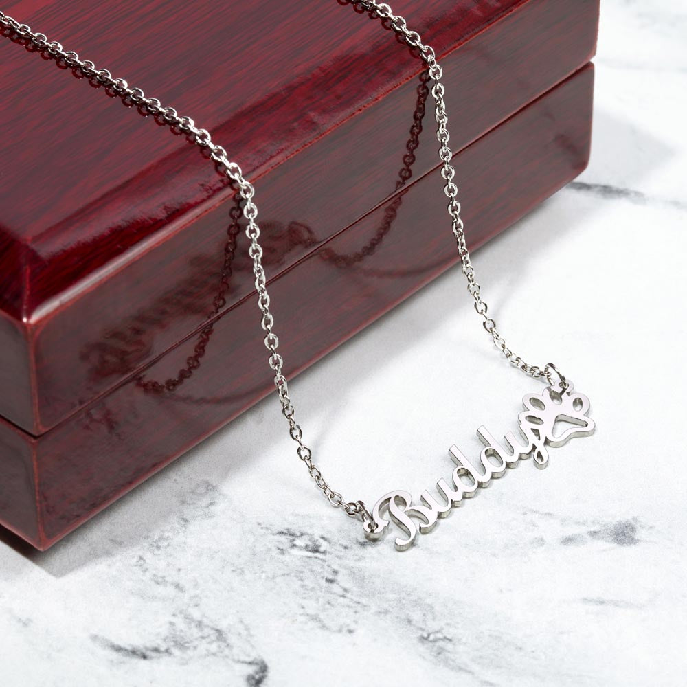 Personalized Paw Print Name Necklace | Custom Pet Lover Gift