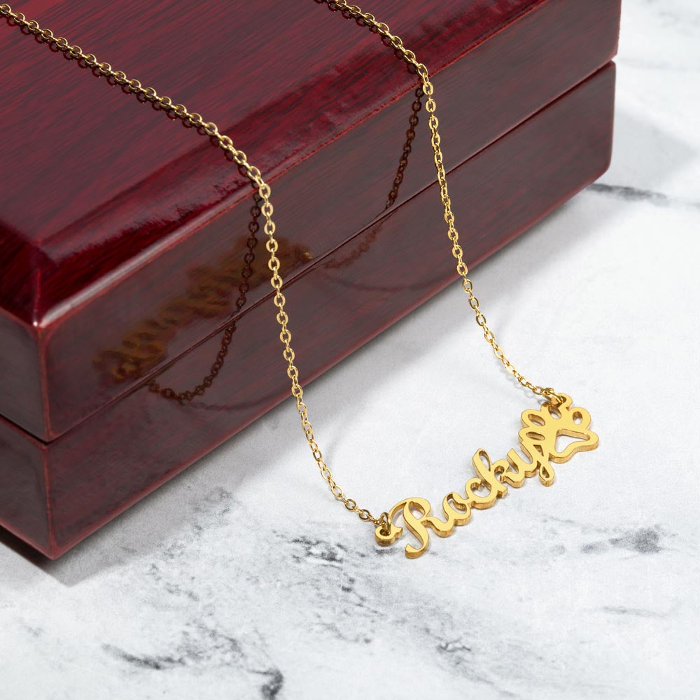 Personalized Paw Print Name Necklace | Custom Pet Lover Gift