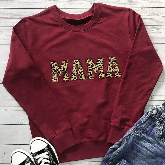 Leopard Print Casual Sweatshirt for Mother's Day