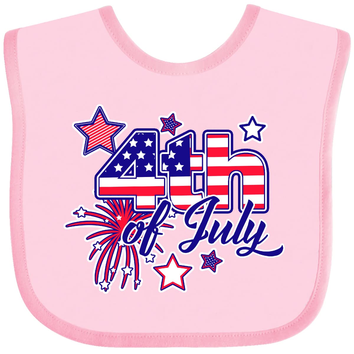 inktastic 4th Of July Fireworks Stars and American Flag Baby Bib Pink 29cc6